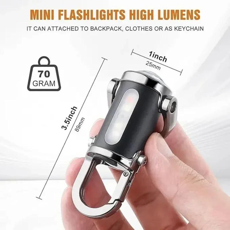1-5PCS Mini COB Ultra Bright Rechargeable LED Flashlight Keychain Portable Waterproof Camping Pocket Lamp Keyring Hanging Light
