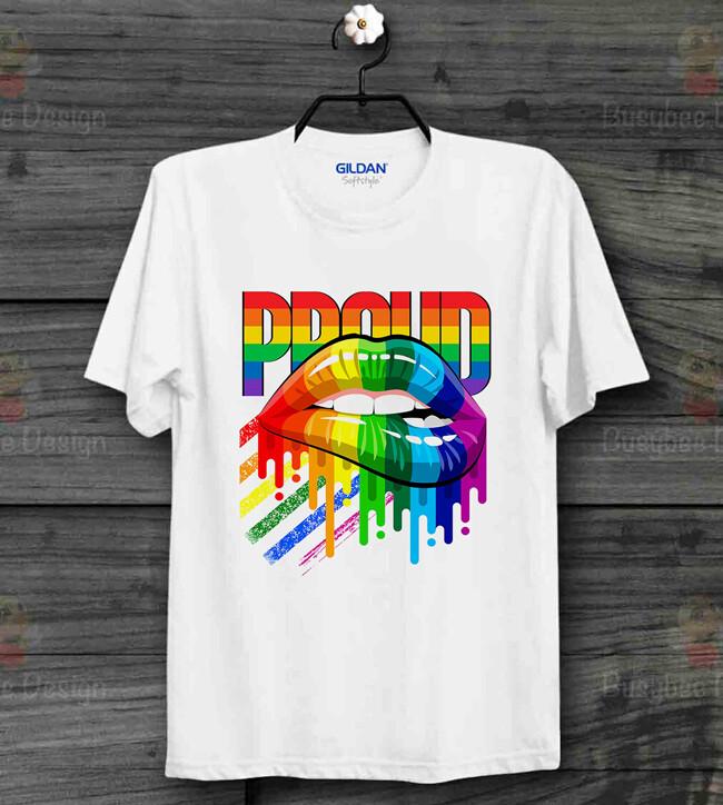 LGBT Rainbow T Shirt Mens Womens Tees Top Proud Lips Gay Pride ideal gift Cool Unisex T Shirt Mens Womens Tees Top B594