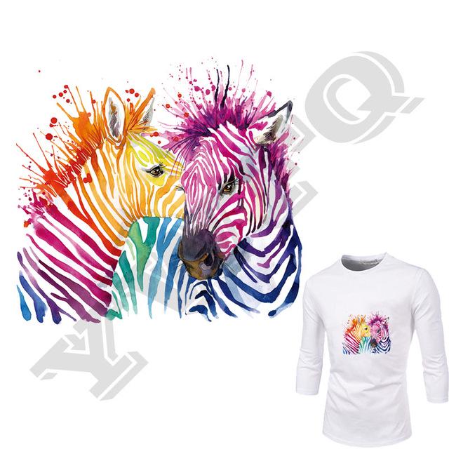 Color Zebra Iron On Patches Easy Printed By Household A-Level Washable T-Shirt Diy Decor Applique