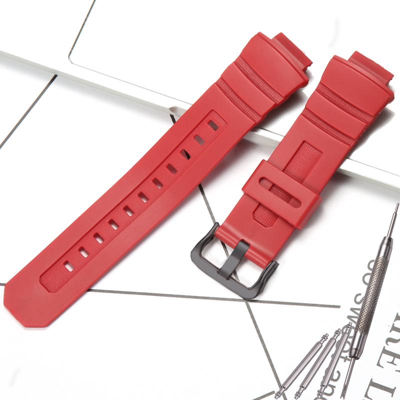 Аксессуары для часов Casio AW-591 AW-590 AWG-M100 AWG101 Ремешок 16 мм Мужской Полимерный Часовой Ремешок Спортивный Водонепроницаемый Браслет