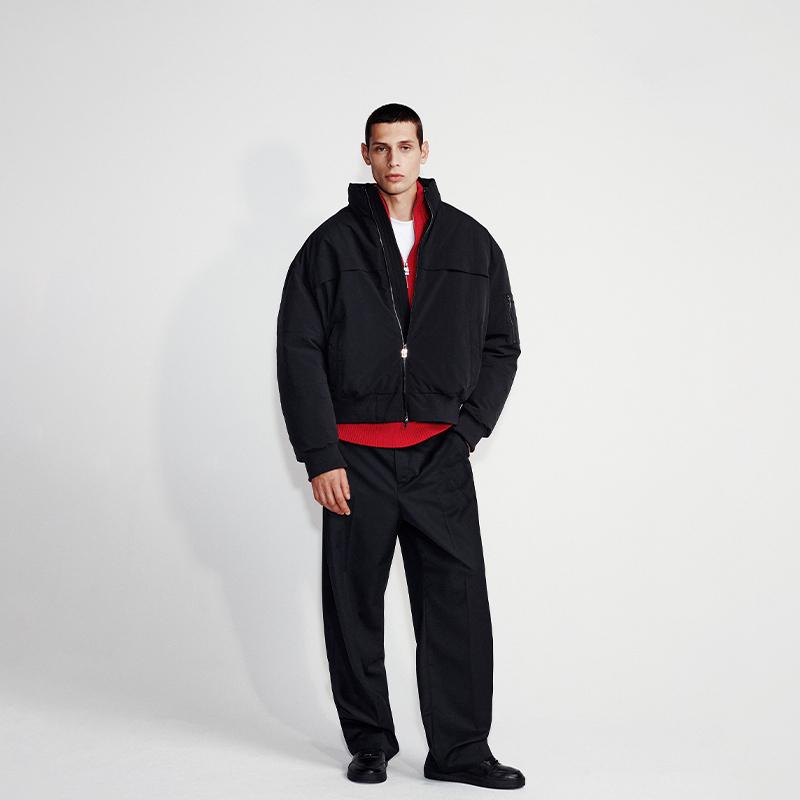 Calvin Klein Модная повседневная мужская куртка с воротником-стойкой из хлопка, цвет «космический черный» 40346MF