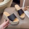 Большие размеры уличные тапочки женские летние новые тапочки на платформе с толстой подошвой, тапочки с перемычкой, тапочки на танкетке для женщин