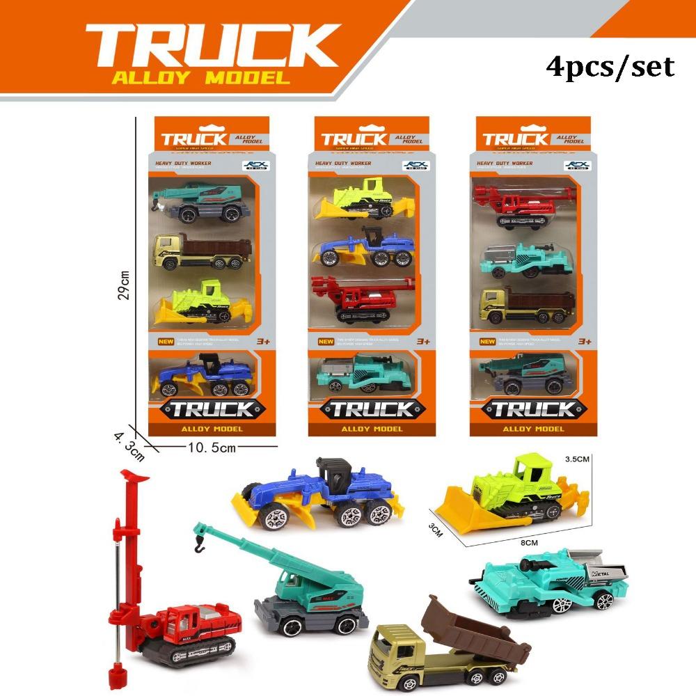 4/6pcs Mini Alloy Engineering Truck Loader 1:64 Simulation Metal Car Model Toy  Sliding Boy Gift