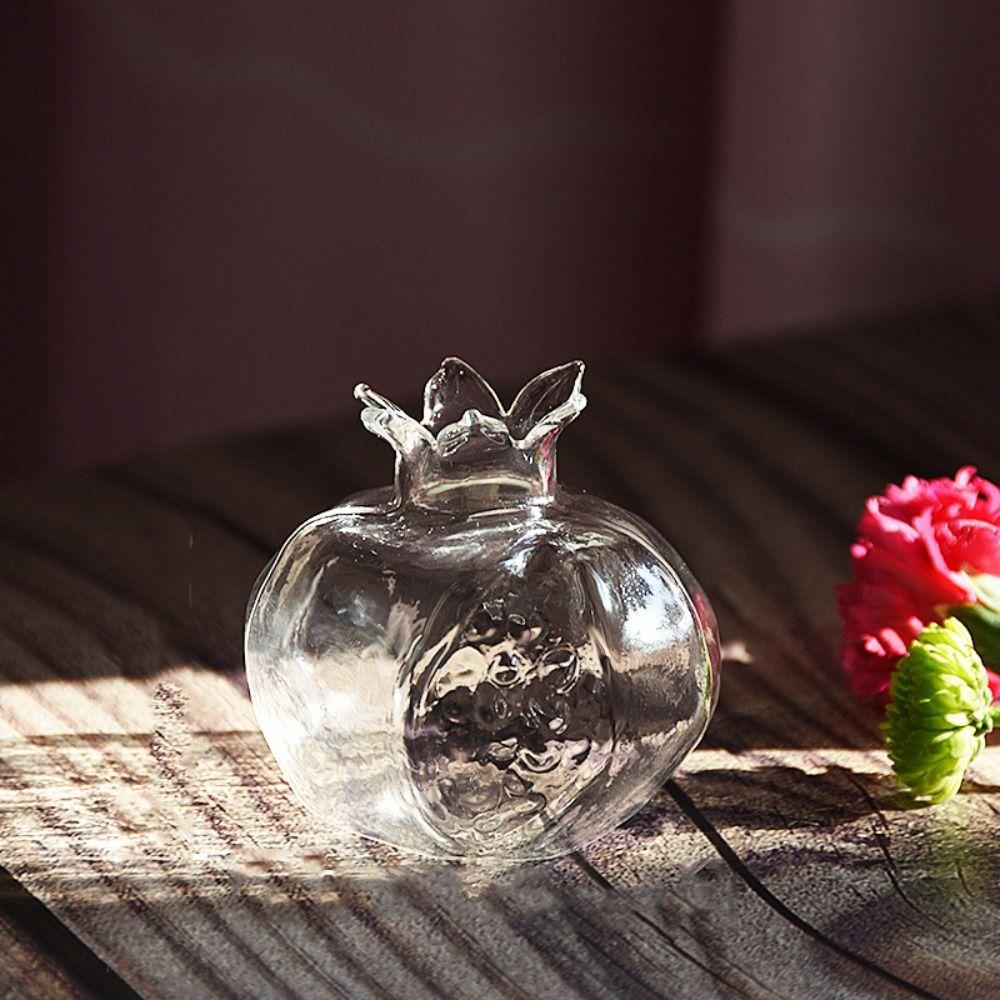 Прозрачная гранатовая стеклянная ваза Красная фруктовая ваза Креативная гидропонная ваза для цветов Настольная