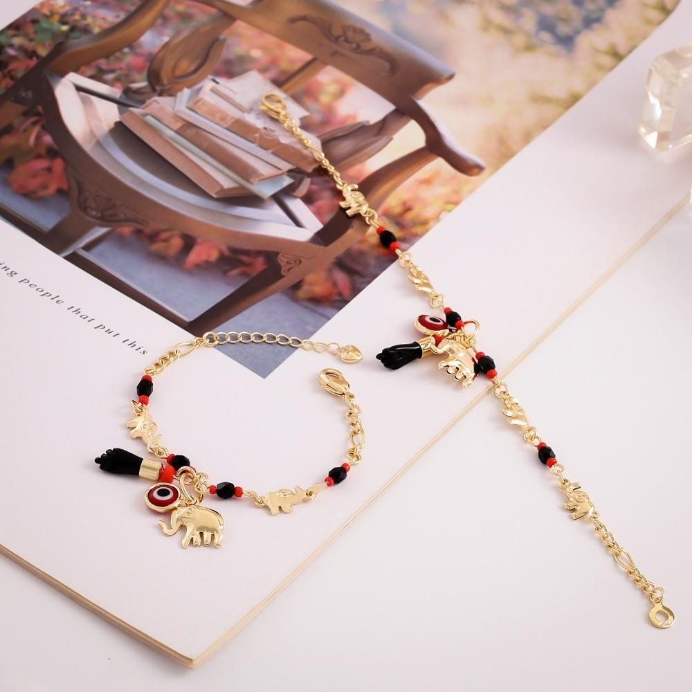 Copper Elephant Bracelet Vintage Retro Bracelet Fashion Bohemian Style Bead Bracelet Women