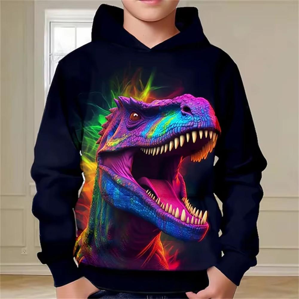Children's Animal Dinosaur Series 3D Digital Printed Boy Hip Hop Personality Hooded Sweatshirt