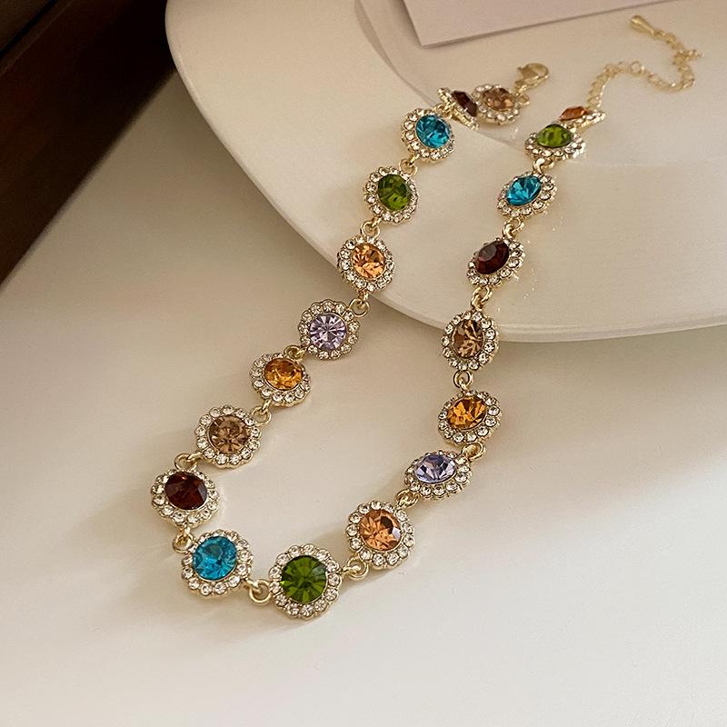 Винтажное французское овальное геометрическое ожерелье - Высококлассная ретро цепочка для ключиц