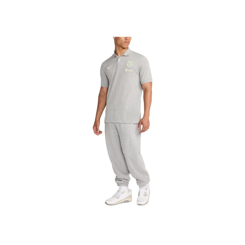 Nike Dri-Fit FW24 FC. Мужская футболка-поло с коротким рукавом Barcelona Fashion, удобная, мягкая, тёмно-серая, FN8286-066