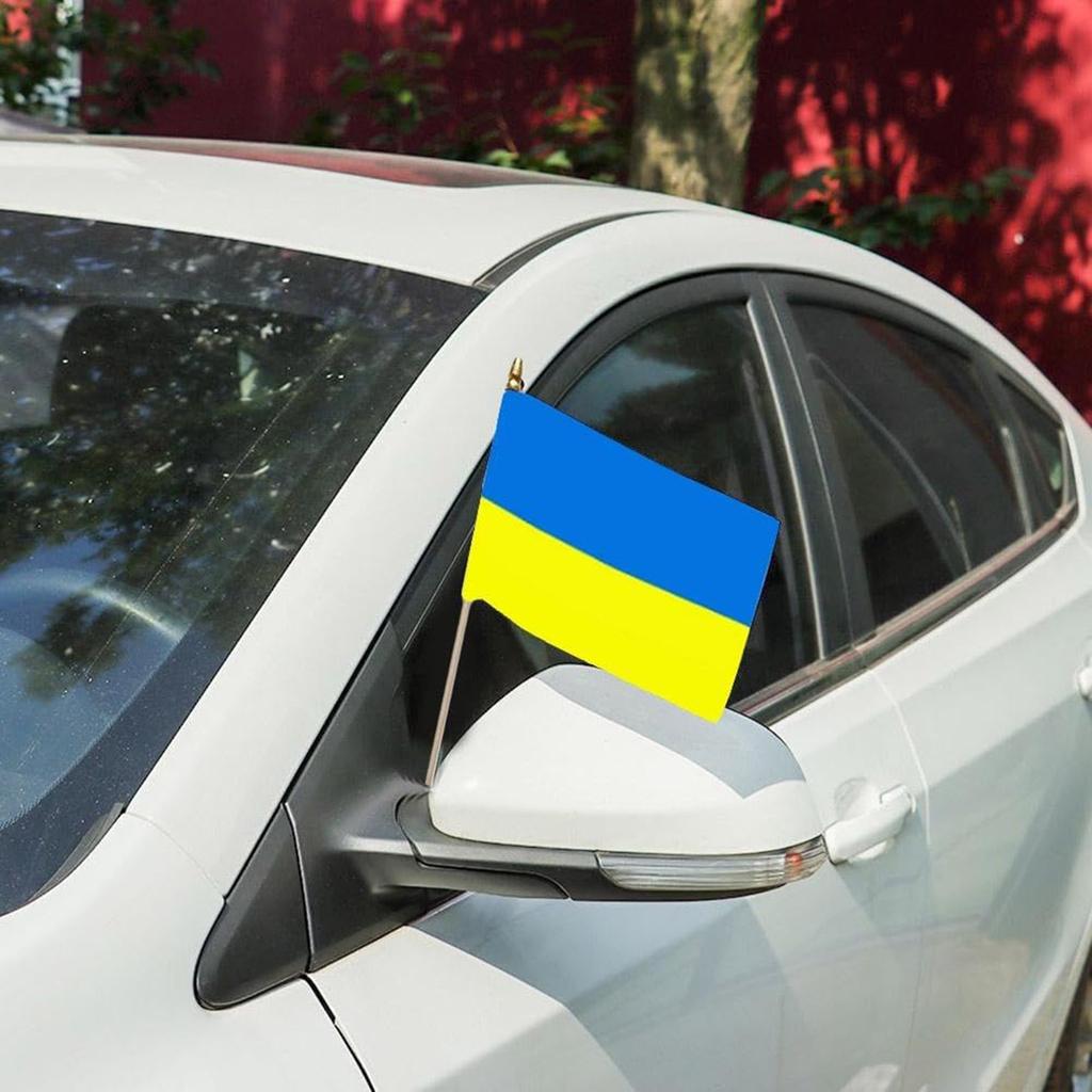 10 шт. Флаг Украины - Ручные флажки Украинские флаги на палочке, Для фестивалей, парадов, украшений, принадлежности для вечеринок, Стойкие к выцветанию и цвета