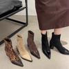 Fashion Vintage Thick Heel Pointed Toe Women Ankle Boots Autumn Winter Ladies Shoes Elegant Slip On Slim Short Booties