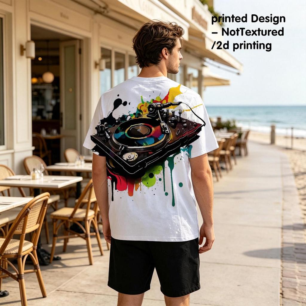 Mens Short Sleeve T-Shirt, Urban Street Style Polyester Tee, Soft & Comfy Versatile Basic for Everyday Casual Wear