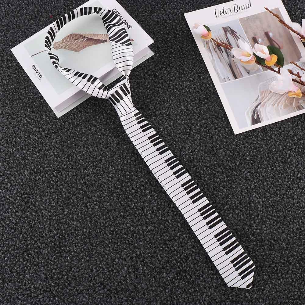 Gifts Fashion for Men Classic Skinny Tie Music Tie Black & White Piano Keyboard Necktie