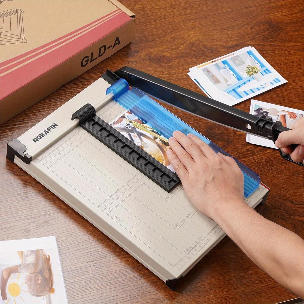 12 Inch A4 Heavy Duty Paper Trimmer with Manganese Steel Blade, Safety Lock, Grid Marks, 2 Pcs Option for Photos and Office Documents
