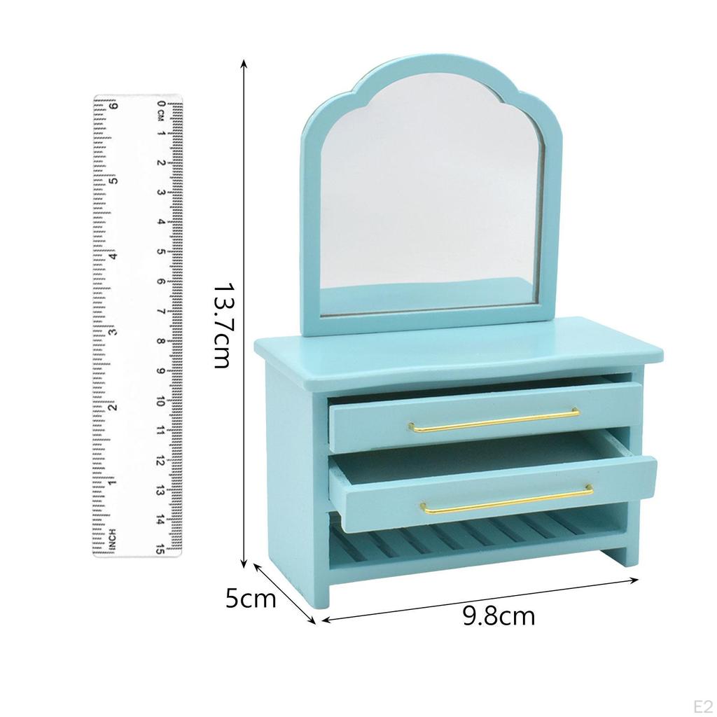 Миниатюрная мебель 1/12 кукольный домик зеркальный шкаф мини игрушка деревянный туалетный столик для учебы