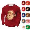 Мужские топы с рождественским принтом, с круглым вырезом и длинными рукавами, мужские спортивные топы больших размеров в повседневном стиле с круглым вырезом