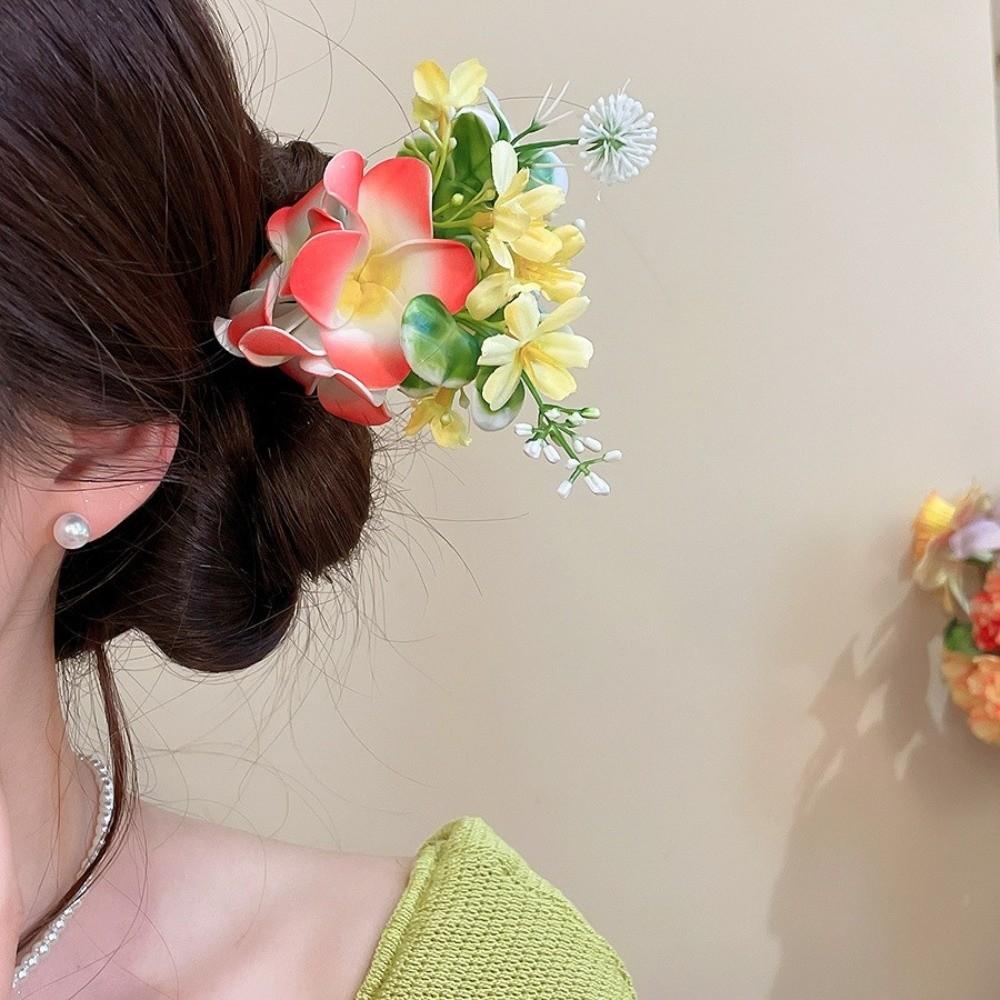 Sweet Egg Flower Duckbill Clip Vintage Floral Headwear Frangipani Hair Stick Romantic Occasions