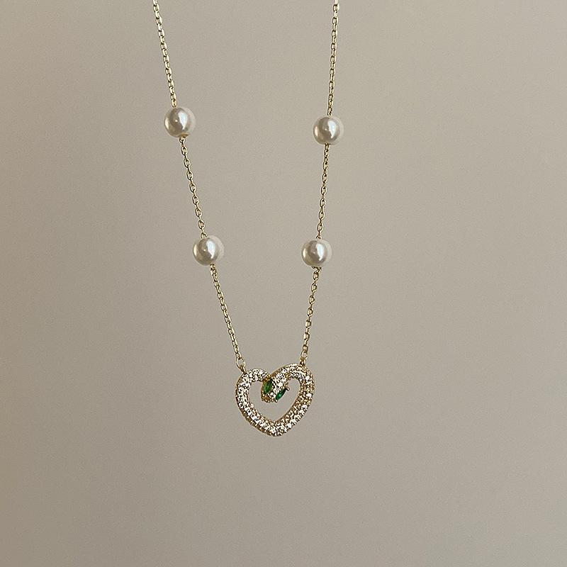 Niche Design Sense Snake-Shaped Love Pearl Ожерелье Женское Легкое Роскошное Элегантное Модное Темпераментное Универсальное Ожерелье На Шею Цепочка Для Свитера