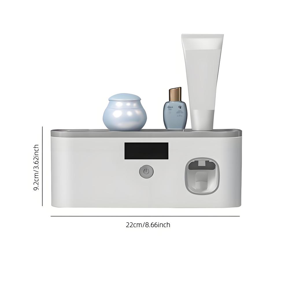 Умный набор дозатора зубной пасты - Настенный органайзер с держателем для чашки и зубных щеток, АБС-пластик, не содержит БФА (Клейкое крепление для детей)