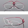 Titanium Cat-eye Reading Glasses for Women Rimless Gold and Silver Presbyopic Glasses with +0.5 +0.75 +275 To +600