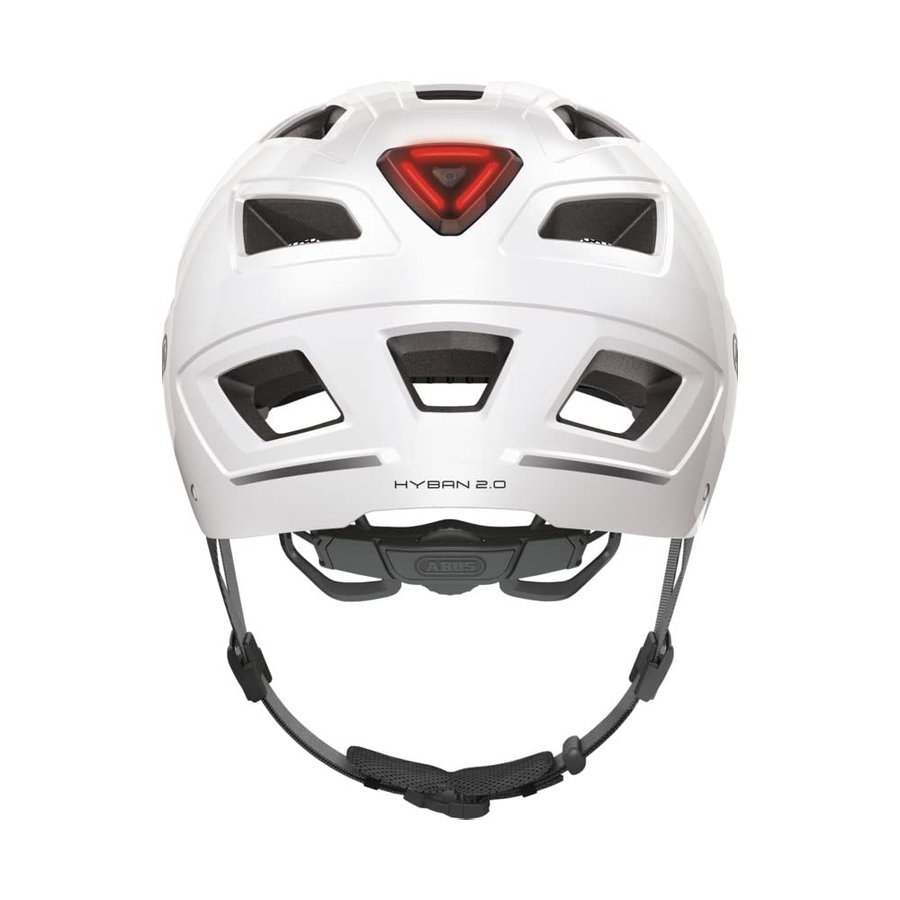 Японский ABUS HYBAN Велосипедный Городской Полярный Размер со Светодиодом Сзади и Козырьком [Официальный Продукт] 2.0 Шлем, Белый, M,