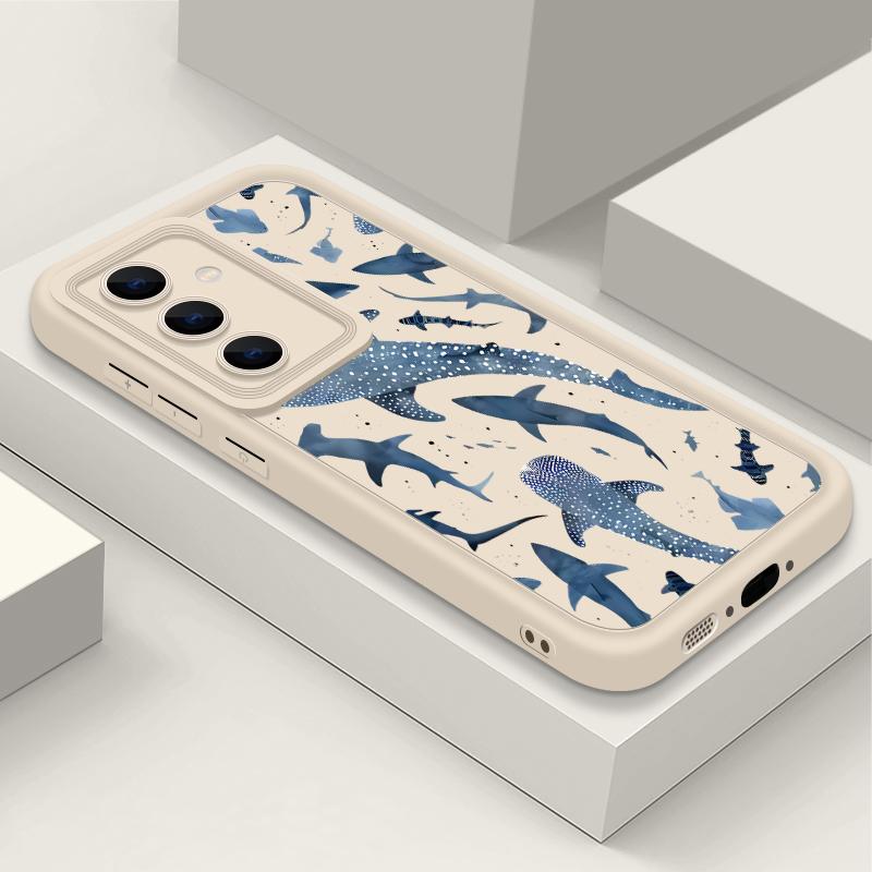 Чехол из ТПУ с принтом акулы и дельфина для Samsung Galaxy A17 A56 A36 A26 A55 A16 A15 A35 A25 5G S25 Edge S22 S23 Ultra S24 FE