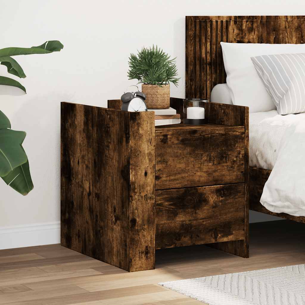 Nightstand Smoked Oak 45x50x50 cm Engineered Wood