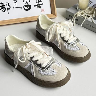 Мода 2025 Лето Гонконгский стиль Винтажные женские кружевные туфли Аган Туфли на толстой платформе Дышащая обувь Повседневные балетки