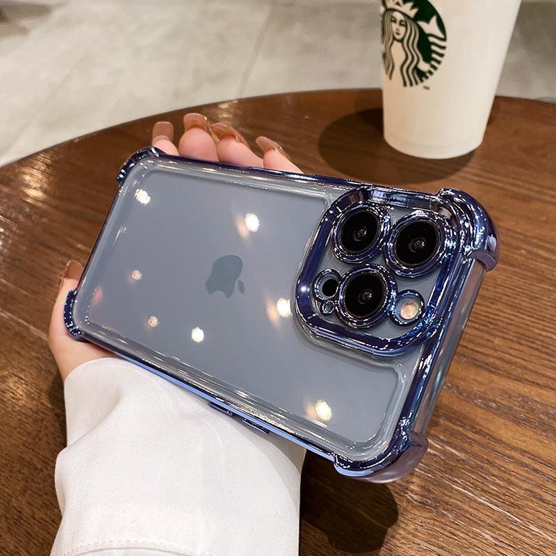 Роскошный гальванический прозрачный чехол для телефона iPhone 15 14 13 12 11 Pro Max Plus X Xs XR Max, противоударный прозрачный чехол с бампером