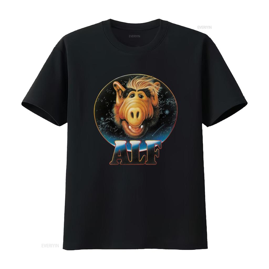 Футболка Alf Alien Lite Ретро Принт Персонажа Научной Фантастики Повседневная Удобная винтажная Стирка Дизайнерская одежда Топ Для Повседневной Носки