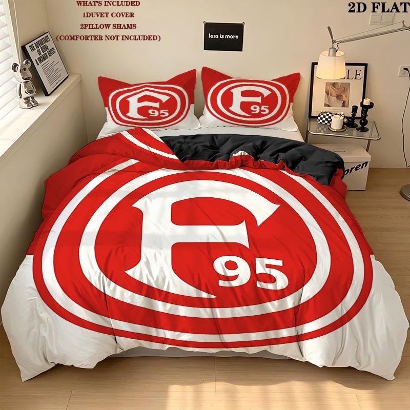 Frankfurt Football Pattern Bedding Quilt Set Quilt Cover Pillowcase Home Birthday Gift(1 * duvet cover + 2 * pillowcase, without core)