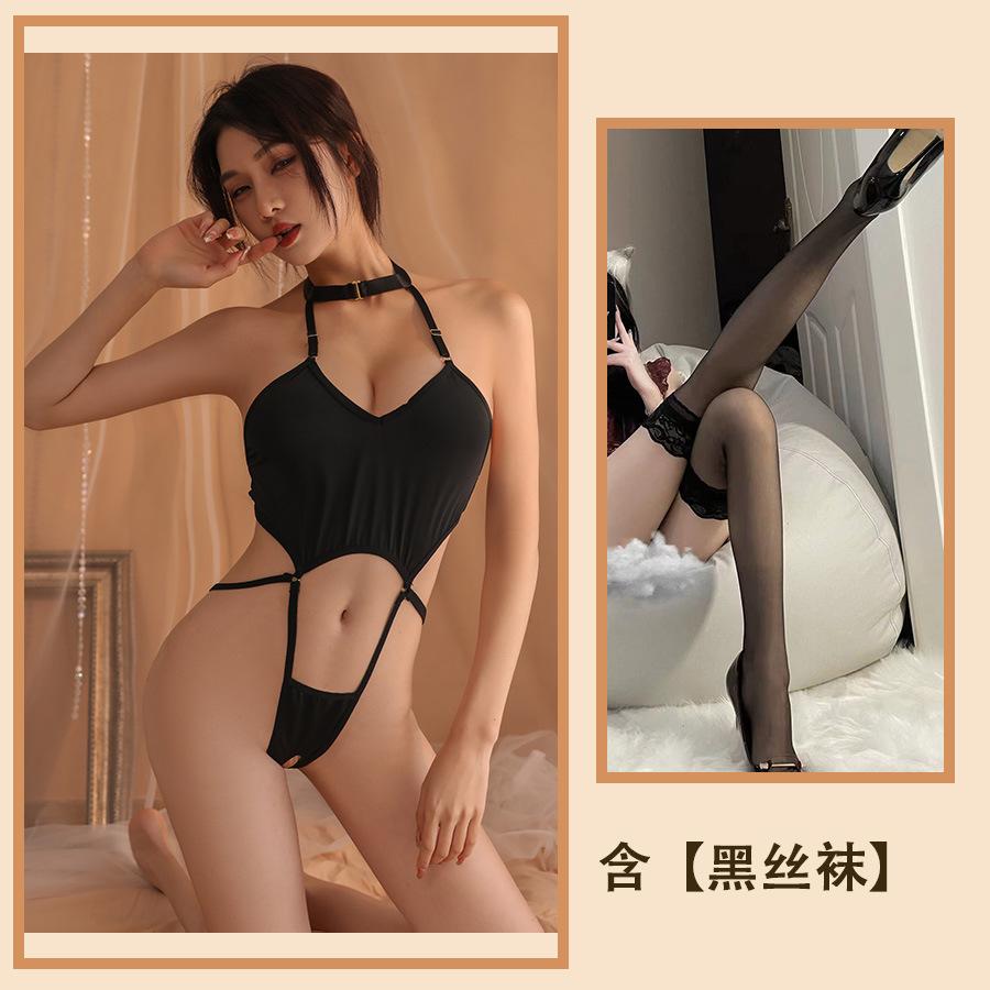 Сексуальное нижнее белье Глубокий V-образный вырез Открытый боди Свободный от соблазна Ролевая игра Горячая униформа Полый костюм