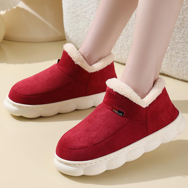 2025 Winter Platform Plush Slippers Women Comfy Soft Sole Cotton Indoor Shoes Woman Non Slip Windproof Warm Snow Boots Female