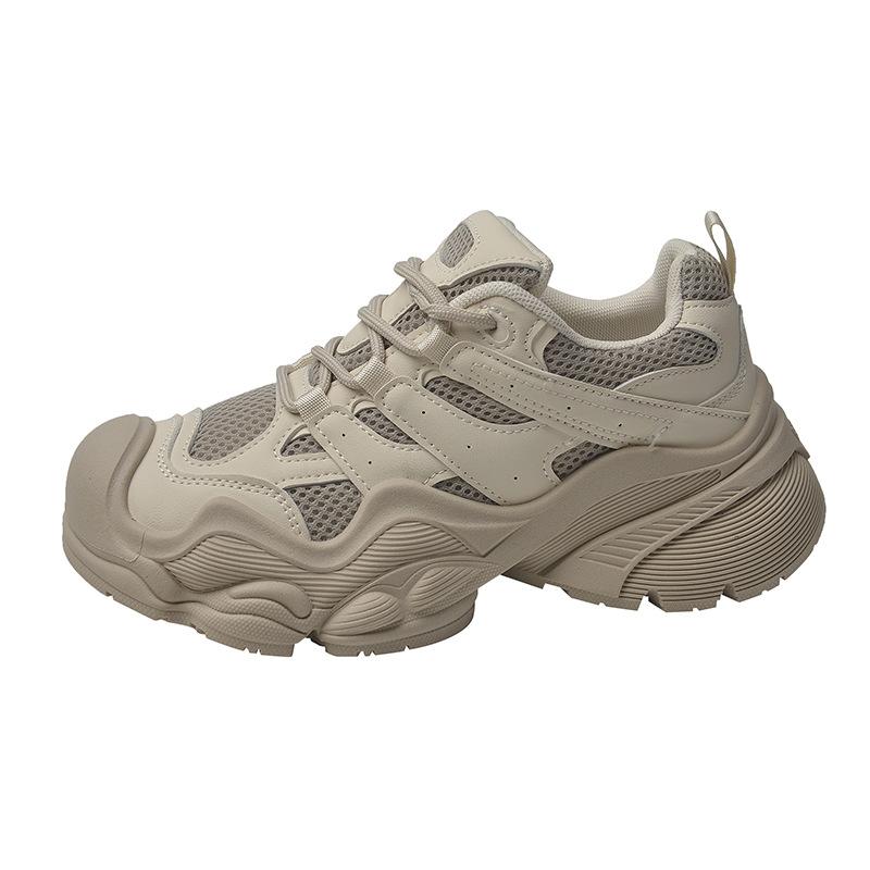 Показывающие маленькую ножку и увеличивающие рост, кроссовки на толстой подошве из сетки, женские, новый тренд кэжуал моды весна-осень 2024