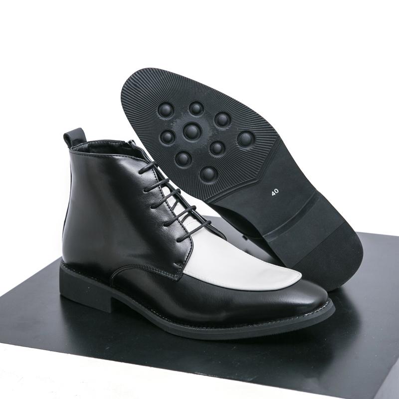Fashion Men Fashion Chelsea Boots PU European and American Color Blocked High Cut Zipper Strap Business Dress Boots Size 38-46 Men Boots