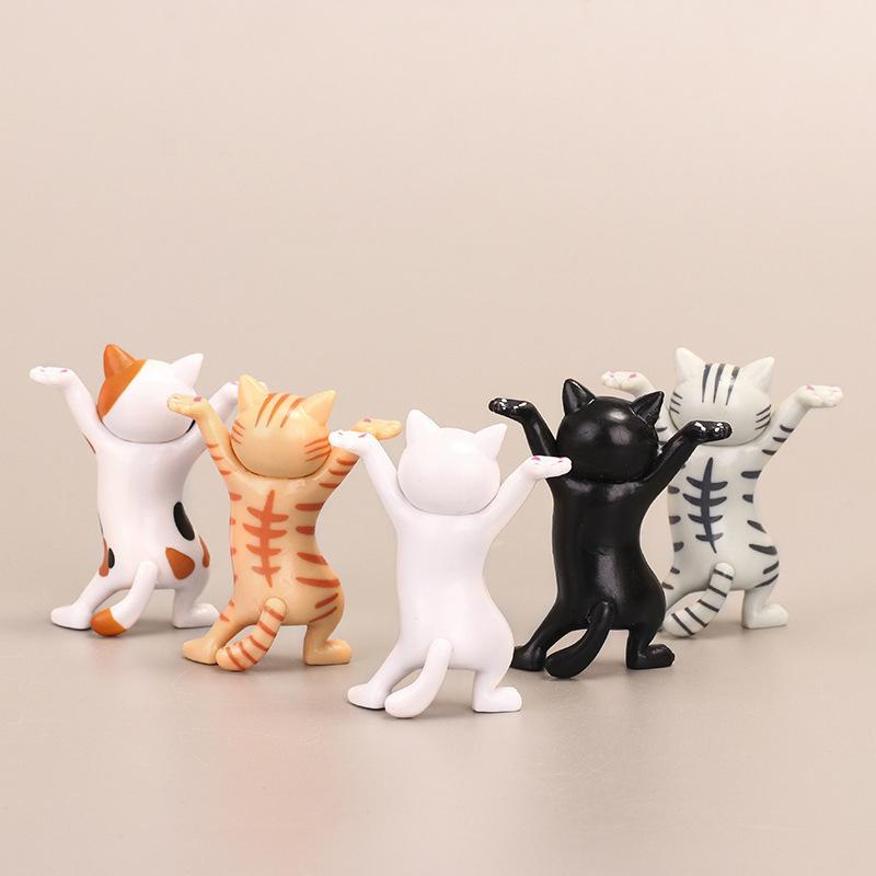 Funny Cat Pen Holder Toy Bracket Home Decor Festival Decoration Charming Kitty Hold Everything Cat Earphone Storage 5pcs Set