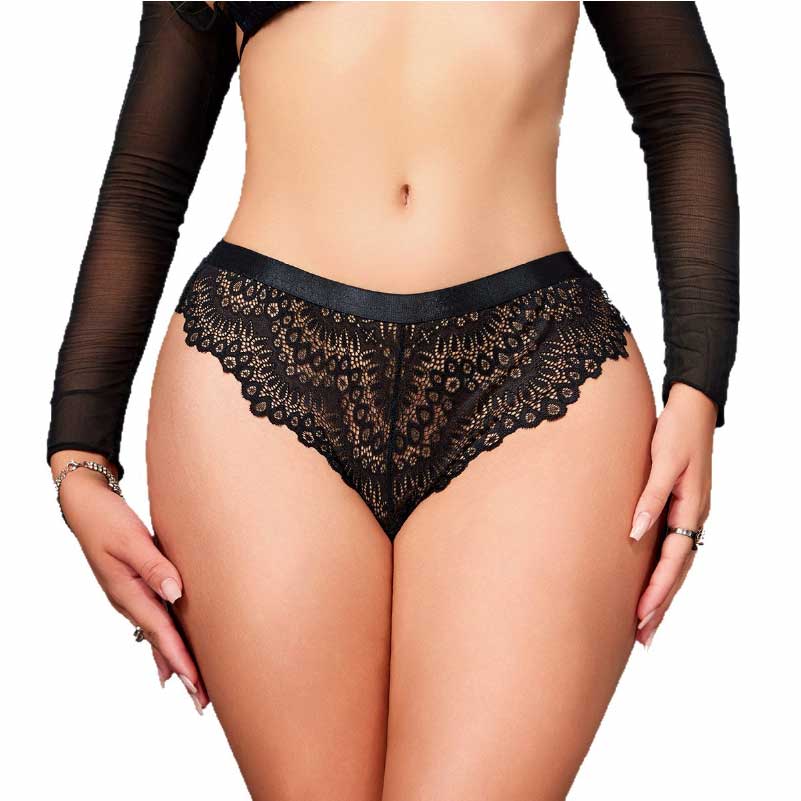 Hot Selling Sexy Lace Hollow Out Silver Ribbon Low Waist Thongs Soft Skin Friendly Breathable Intimate Underwear for Women