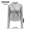 Женская спортивная футболка TonLion с длинным рукавом и молнией на половину, быстросохнущая