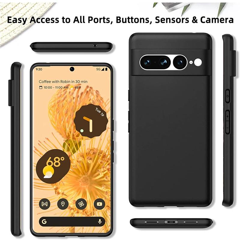 Ультратонкий Роскошный Матовый Силиконовый Мягкий Чехол Для Google Pixel 9 XL 8 8A 7 6 6A Pro Однотонный Черный Матовый Резиновый Чехол TPU Задняя Крышка