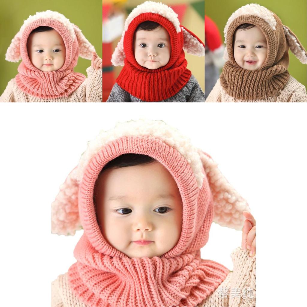 Toddler Knit Cap With Cute Dog Pattern For Kids Winter Warmth And Wind Resistance