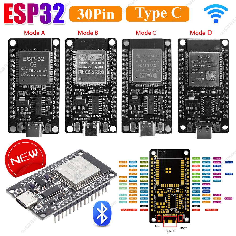 ESP32 Development Board 30Pin USB TYPE-C Wireless WiFi Bluetooth Module Ultra-Low Power Consumption Dual Core for Smart Home