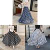 Long Vintage Check Plaid Chiffon Skirt With Asymmetric Hem For Summer Casual Women