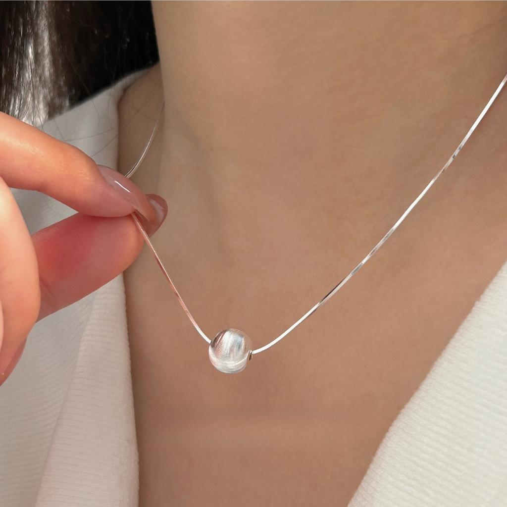 Серебряное ожерелье 925 пробы с бусиной-подвеской, простое, для женщин, свадебные, помолвочные украшения, модные классические, подарок, вечеринка, высокое качество