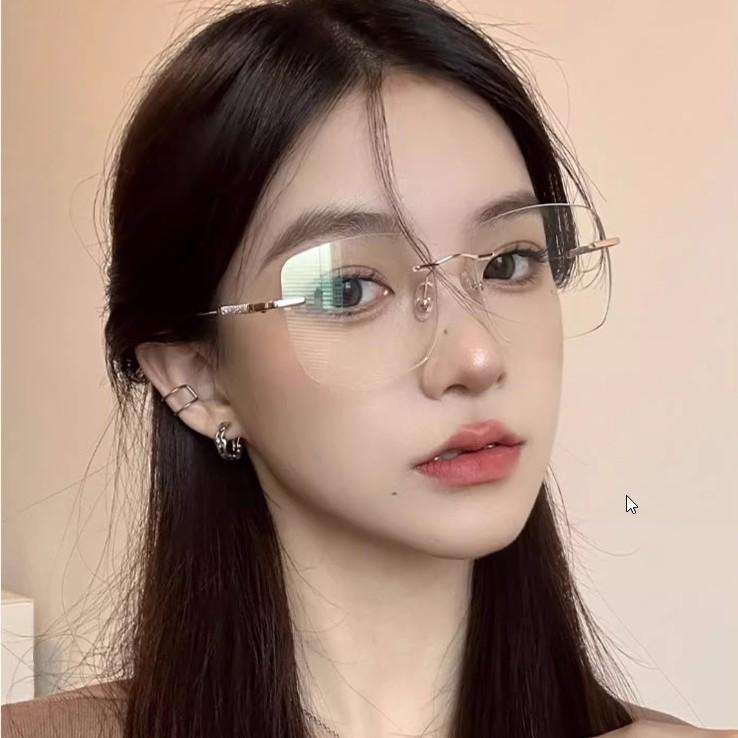 Улучшенные светочувствительные меняющие цвет плоские зеркала Gypsy Douyin Anti-Blue женские очки для чтения с безграничной оправой и высокой четкостью