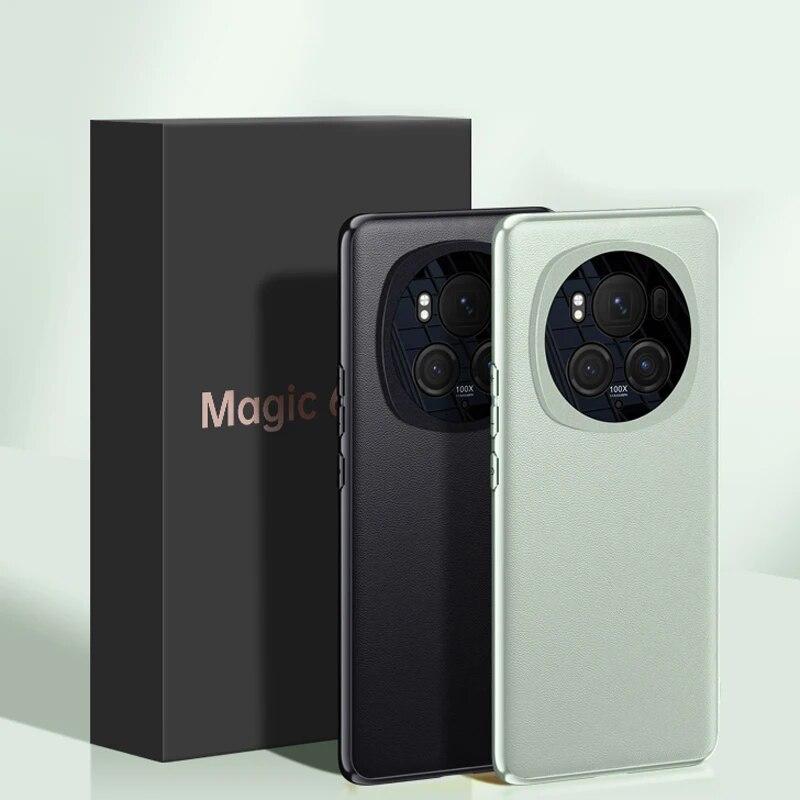 Чехол для Honor Magic 6 Pro, ультратонкий простой чехол из искусственной кожи, защита объектива, задняя крышка для Honor Magic 6, противоударные чехлы