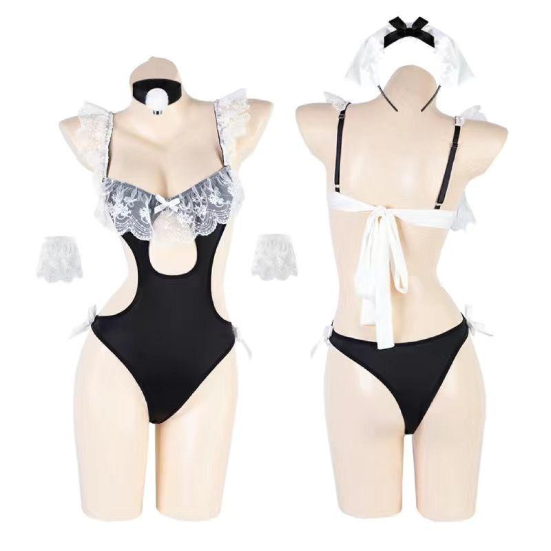 Sex lingerie sexy suspender lace seduction pure desire cos maid cook onesie small breasts