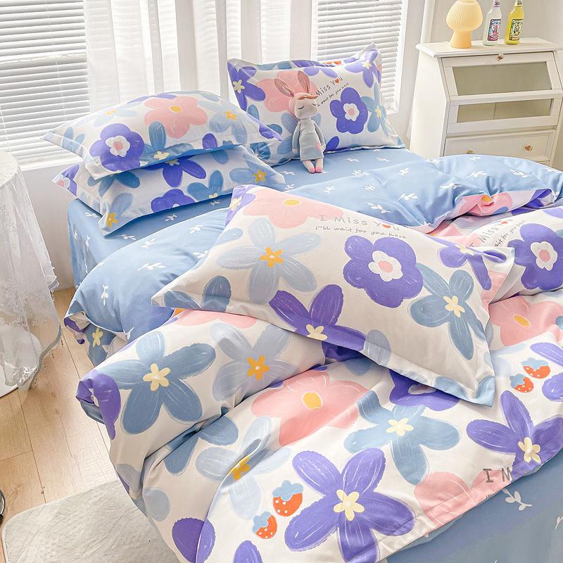 Комплект из четырех простыней, постельное белье, пододеяльник из стираного хлопка с пескоструйной обработкой, простыня, односпальное одеяло для спальни, комплект из трех предметов