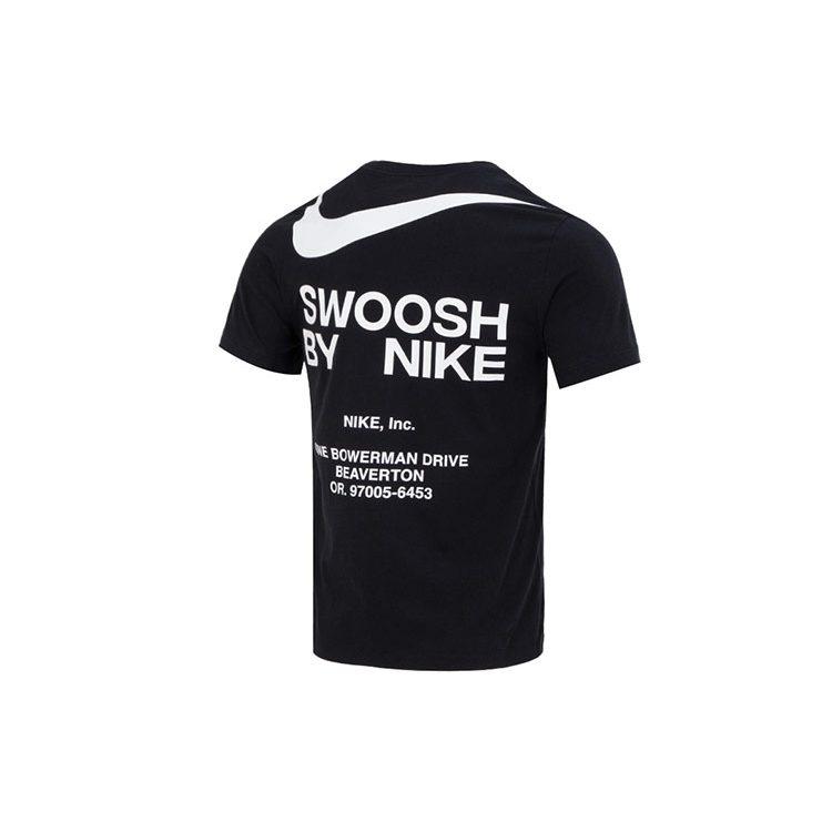 Nike Спортивная футболка с большим логотипом Swoosh для бега и тренировок, хлопковая, черная DZ2882-010
