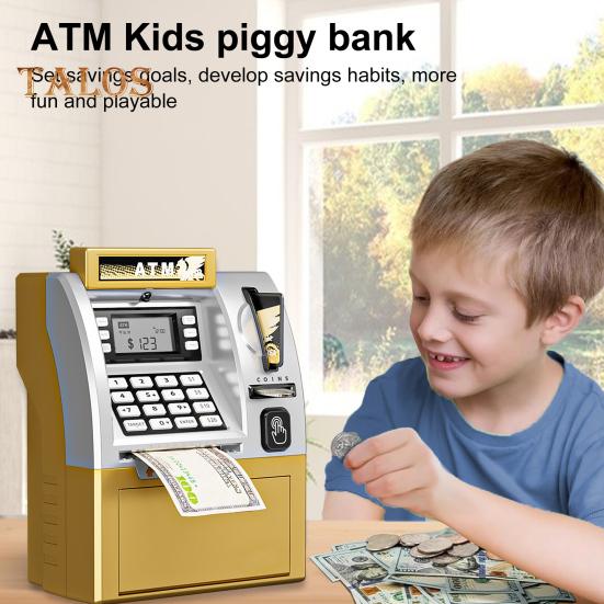 Детский банкомат-копилка-игрушка с картой Электронные деньги Монета Сберегательная копилка Образовательный Автоматический пароль Банкомат для малышей Мальчики Девочки Подарок