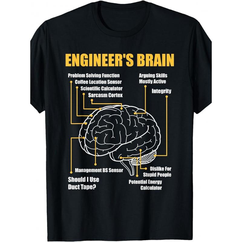 Engineer'S Brain - Funny Sarcastic Engineering Gift Short Sleeve T-Shirt