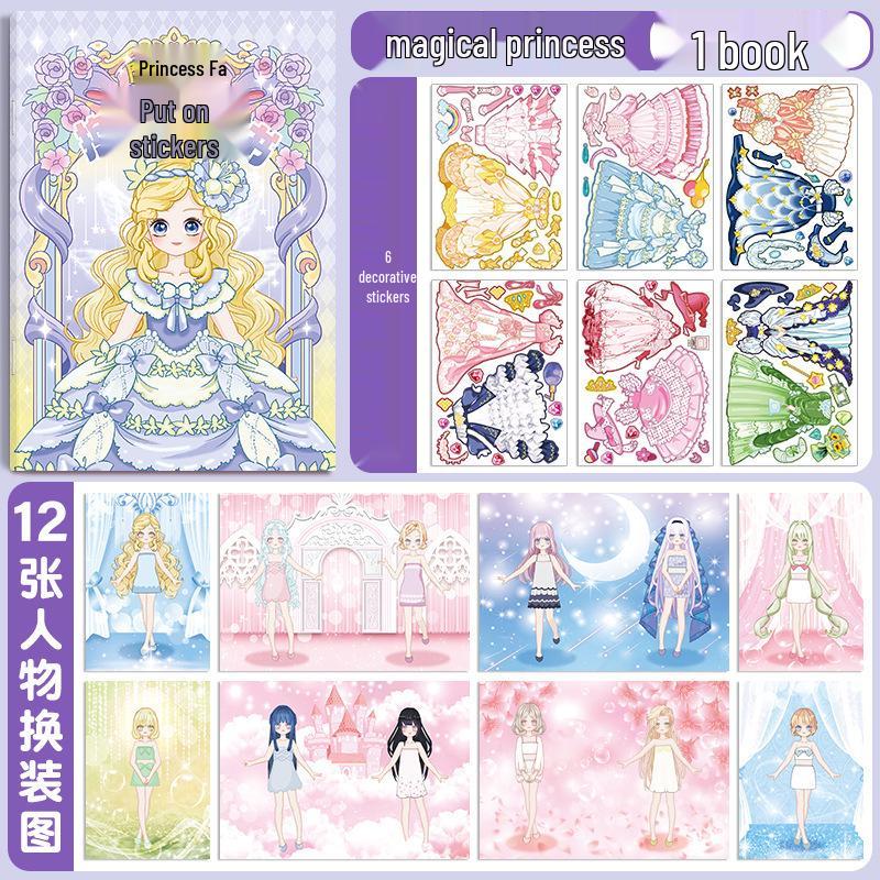 Xinmo Dress-Up Game Sticker Book: Energetic Princess Makeup for Little Girls